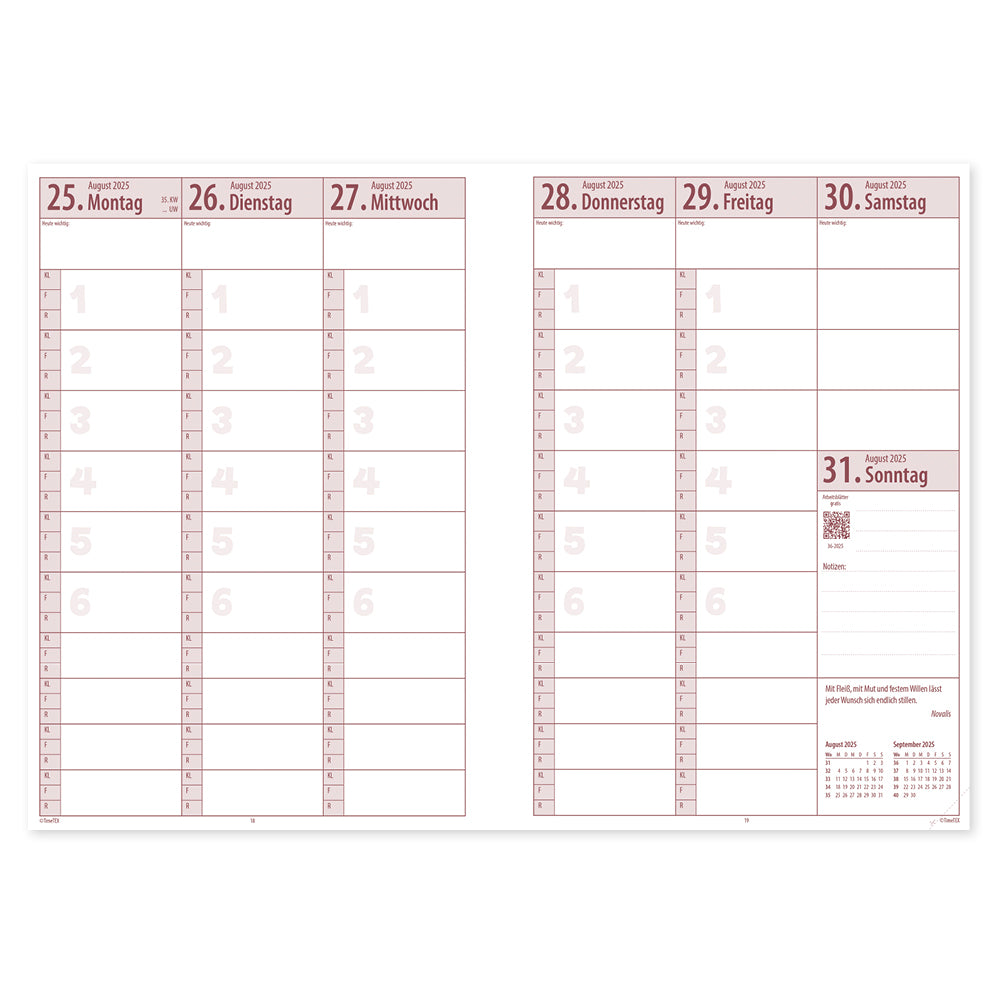 TimeTEX System-Schulplaner A4-Plus Gelb - Schuljahr 2025/2026 - Lehrerkalender mit breitem Verschlussgummi (Kopie)