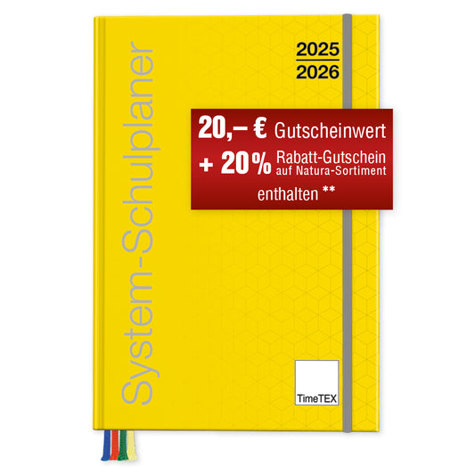 TimeTEX System-Schulplaner A4-Plus Gelb - Schuljahr 2025/2026 - Lehrerkalender mit breitem Verschlussgummi (Kopie)