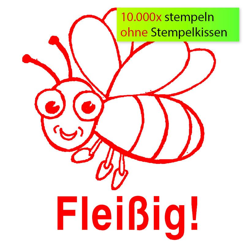 TimeTEX Siebdruck-Stempel "Perpetuum" quadratisch, "Biene "Fleißig", Lehrerstempel