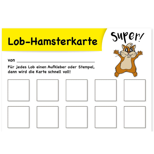 Lob-Hamsterkarte mit 10 Feldern, 25 Stück