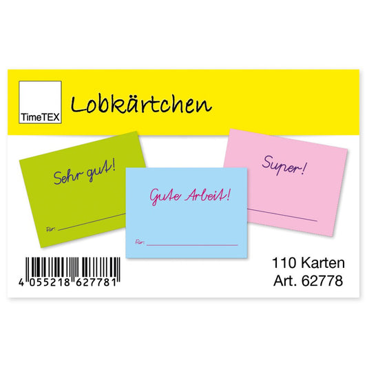 TimeTEX Lobkärtchen für Schüler, 110 Stck. im Etui
