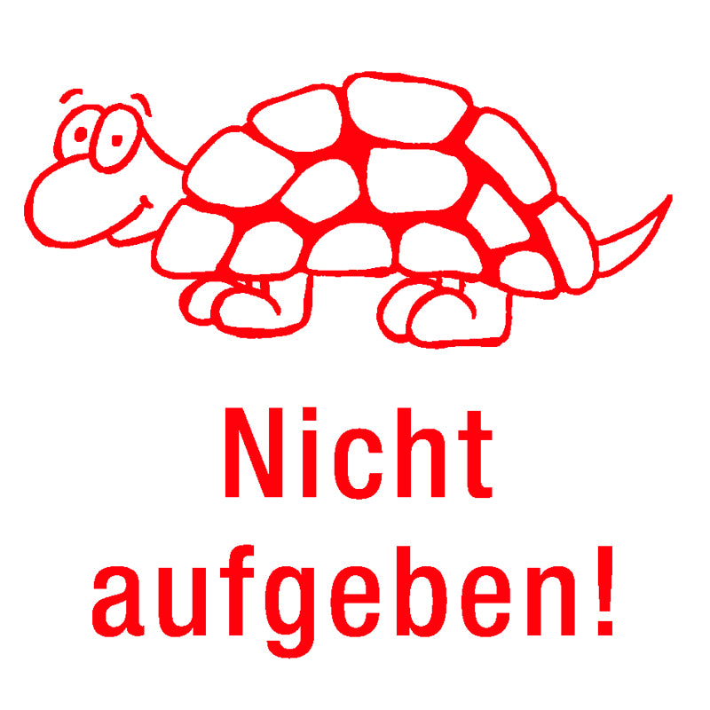 TimeTEX Siebdruck-Stempel "Perpetuum" quadratisch, "Schildkröte "Nicht aufgeben", Lehrerstempel