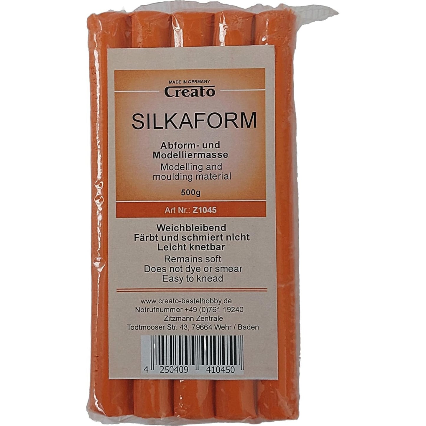 Silkaform - Modelliermasse 500g orange, weichbleibend