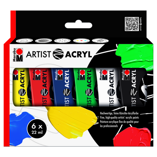Marabu Artist Acryl 6er-Sortierung, 6 x 22 ml