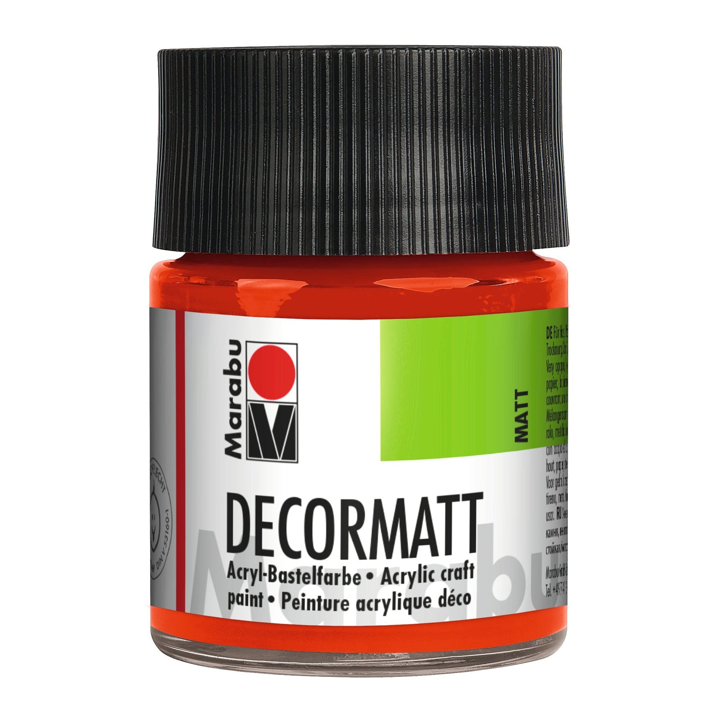 Marabu Decormatt Acryl, Zinnoberrot hell 030, 50 ml