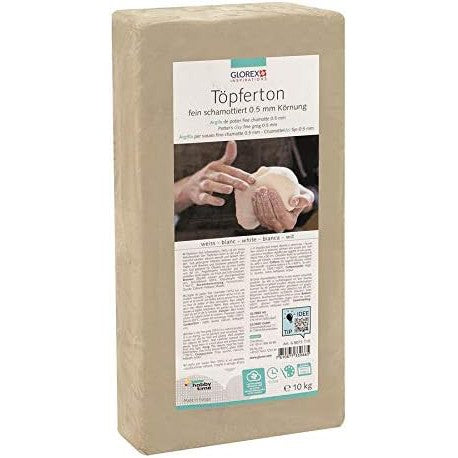 Töpferton 10kg weiss feinschamottiert (20%)