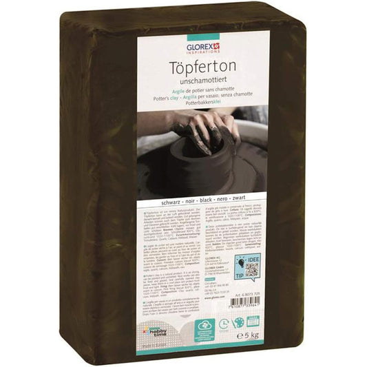 Töpferton 5 kg schwarz unschamottiert