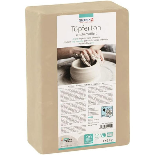 Töpferton 5 kg weiss unschamottiert